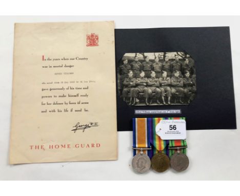 WW1 Welsh Regiment / WW2 Monmouthshire Home Guard Officer’s Group of Three Medals & Ephemera.This group was awarded to Lieute