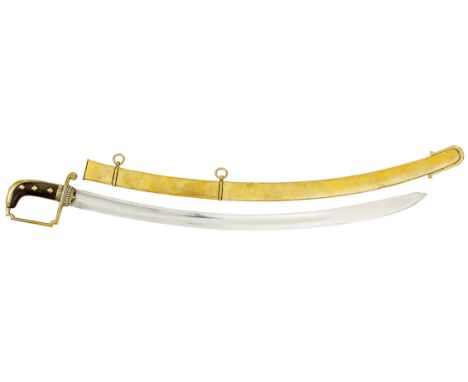 Napoleonic War Period British Light Cavalry Officer’s Sword.A scarce example of neo-classical style. The single edged curved 