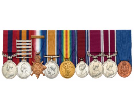 WW1 2nd BN Gordon Highlanders DCM, MSM Italian Al Valore Group of Nine Medals.Awarded to Captain Quartermaster James Hardie D