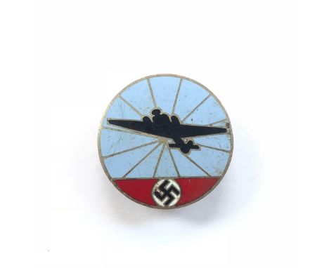 German Third Reich WW2 Flugmeldeabzeichen for Luftnachrichtenhelferinnen enamelled badge.Good circular light blue enamel depi