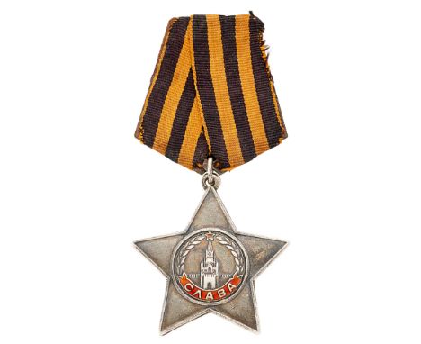 Russia. Soviet Order of the Glory, 3rd Class, WW2 breast badge.A good silver and enamel example on Soviet style ribbon. Rever