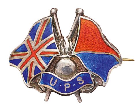 Kitchener’s Army University &amp; Public Schools Brigade Birmingham 1914 hallmarked silver mufti badge.This example depicting