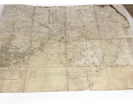 World War 1 Trench Map.A rare and fascinating linen-backed Ordnance Survey 1:10,000 scale Edition 7 example, corrected to 10t