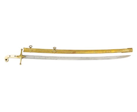 Georgian Officer’s Mameluke Hilted Fighting Sword.This is a heavy weight example, with a plain piped back curved 35 inch blad