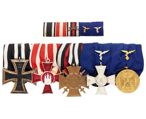 German Imperial and Third Reich Luftwaffe group of five medals.A fine group comprising 1914 Iron Cross 2nd class ... Hamburg 