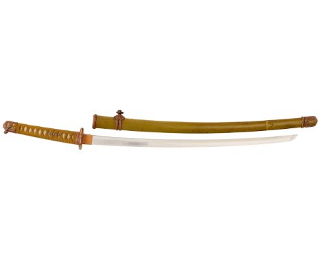 WW2 Showa Period Japanese Army Officer’s SwordA good quality clean example. The 26 inch long single edged curved blade with t