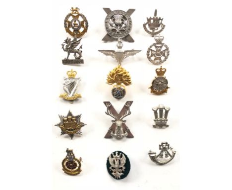 15 Brigade System Officer’s cap badges.A good selection of mainly silver and gilt examples. Parachute ... Forester Brigade ..