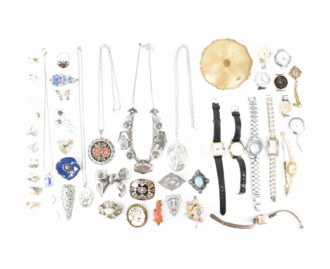 A collection of Victorian 19th century and late 20th century jewellery and watches to include a Victorian silver Celtic knot 