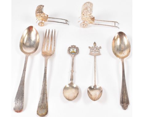 An assortment of hallmarked silver flatware to include a silver fork and spoon set within original presentation case. Assay m