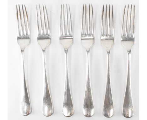 A set of six Edwardian T Wilkinson &amp; Sons silver hallmarked forks. Forks hallmarked Birmingham 1906. Weight 340g. Measure