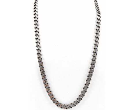 A hallmarked 925 large silver curb link chain necklace. The necklace formed of large curb links approx 9mm united by lobster 