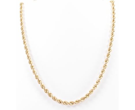 A gold Singapore chain necklace with ring clasp. Marked 375 to clasp. Measures 46cm length. Total weight 5.1g.&nbsp;