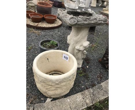 A bird bath in the form of a tree trunk, pre-cast, approx. 68cm