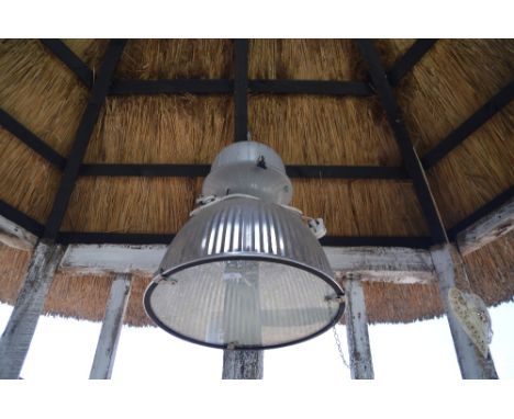 An industrial type hanging ceiling light