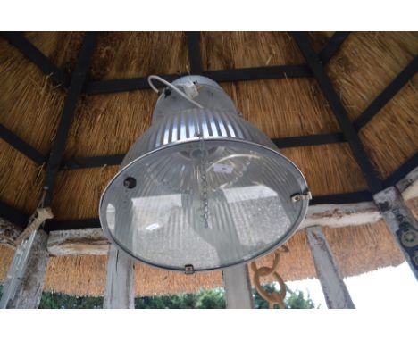 An industrial type hanging ceiling light