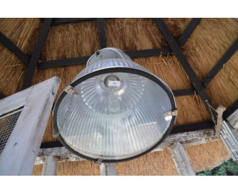 An industrial type hanging ceiling light