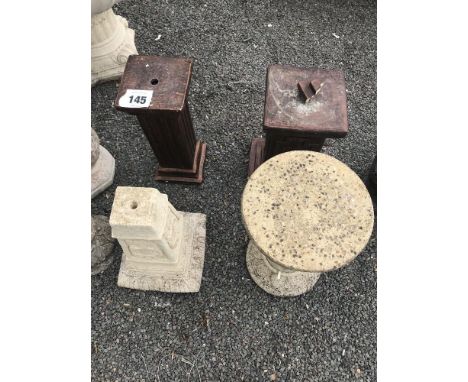 6x miscellaneous plinths, all pre-cast, some bronze effect, approx. 56cm max