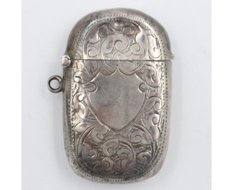 Hallmarked silver vesta case with jump ring, 20g. UK P&amp;P Group 1 (£16+VAT for the first lot and £2+VAT for subsequent lot