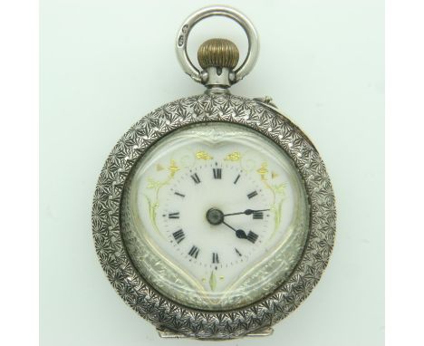 Continental silver fob watch, not working at lotting. UK P&amp;P Group 1 (£16+VAT for the first lot and £2+VAT for subsequent