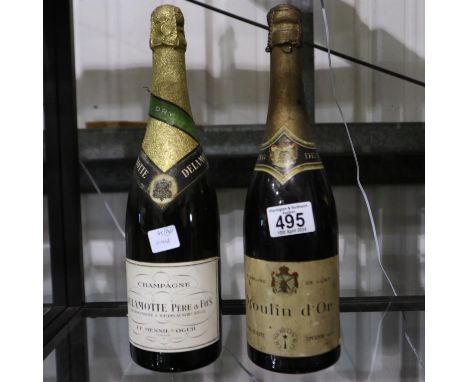Circa 1943 bottle of Delamonte Pere &amp; Fils champagne and Moulin D'or Sparkling. UK P&amp;P Group 2 (£20+VAT for the first