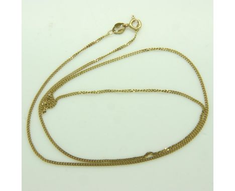 18ct gold fine-link neck chain, L: 44 cm, 2.6g. UK P&amp;P Group 0 (£6+VAT for the first lot and £1+VAT for subsequent lots) 