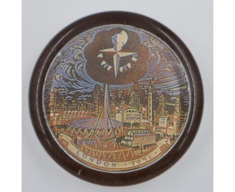 Festival Of Britain 1951 glass paperweight, D: 7cm. UK P&amp;P Group 1 (£16+VAT for the first lot and £2+VAT for subsequent l