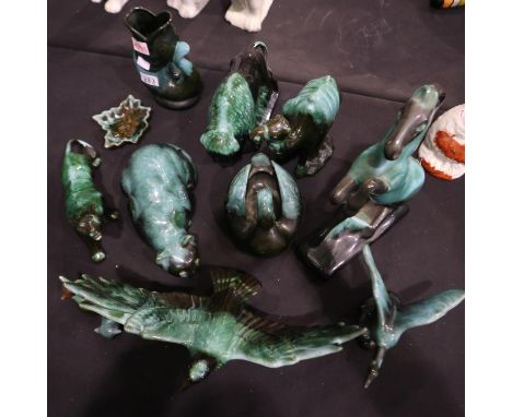 Quantity of large Blue Mountain ceramic items,no cracks or chips, largest H: 36 cm. Not available for in-house P&amp;P 