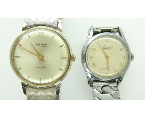 Ingersoll gents automatic wristwatch and an Everite Junior manual wind wristwatch, both work for a short time then stop (2). 