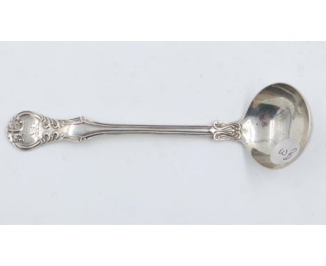 Hallmarked silver Victorian ladle, London assay, L: 17 cm, 55g. UK P&amp;P Group 2 (£20+VAT for the first lot and £4+VAT for 