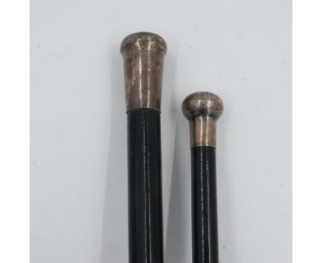 Two hallmarked silver topped canes including a Prince of Wales Own Regiment example, largest L: 91 cm. UK P&amp;P Group 3 (£3