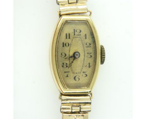 Continental 18ct gold cased ladies manual wind wristwatch on an expanding bracelet. UK P&amp;P Group 1 (£16+VAT for the first