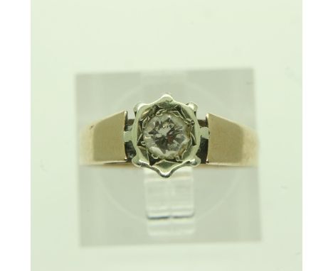 9ct gold diamond set solitaire ring, size K, 2.6g. UK P&amp;P Group 0 (£6+VAT for the first lot and £1+VAT for subsequent lot