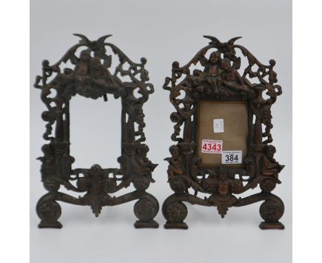 Pair of iron cast frames, H: 34 cm. UK P&amp;P Group 2 (£20+VAT for the first lot and £4+VAT for subsequent lots) 