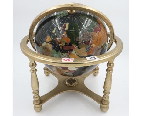 Brass framed globe with embedded compass, D: 43 cm. Not available for in-house P&amp;P 