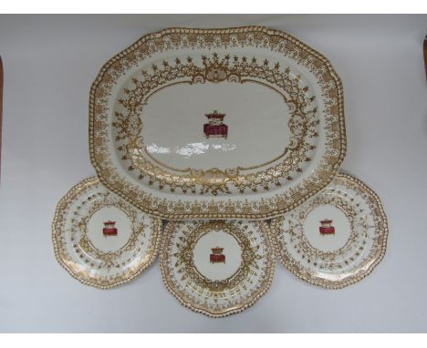 A large Spode Felspar porcelain eight-sided meat dish from the service specially commissioned by Countess Newburgh with her b