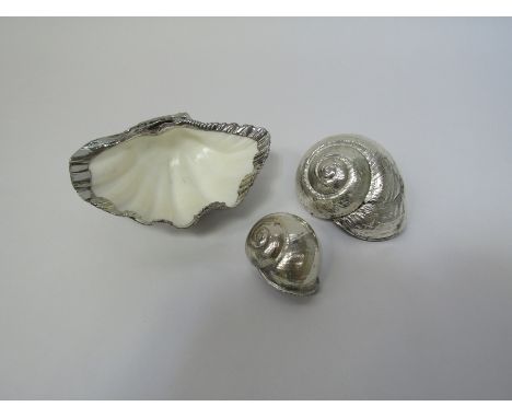 Three Italian silvered sea shells attributed to Bucellati