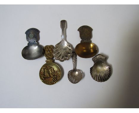 A group of six caddy spoons including a filigree example (6) 