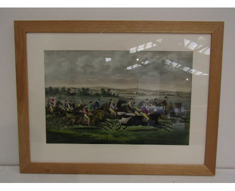 Hunting. A 19th century framed hand-coloured chromolithograph by Charles Hunt (1803-77) of "Racing Cracks" after the original