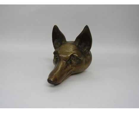Hunting interest. A cast brass fox head doorstop, late 19th/early 20th century. 13cm deep 