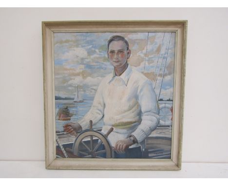 R J M DUPONT (British 1920 - 1977). Sailing on the Solent, 1938. Oil on canvas. 77cm x 70 cm Signed lower right. A three quar