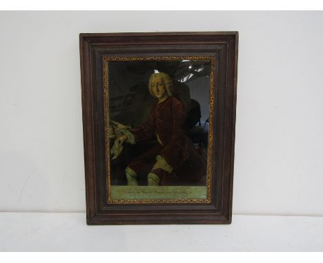 A reverse painted print on glass of William Pitt the Elder, Secretary of State 1756-63, later Prime Minister 1766-68 and Ist 