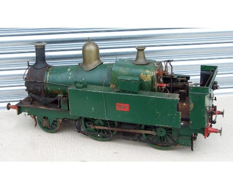 A Live Steam 5" gauge Pannier Tank Engine, 0-4-0 with traditional fittings, sprung buffers front and rear and leaf sprung fro