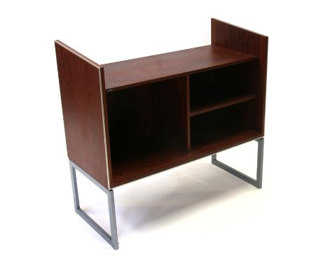 A 1970's Bang &amp; Olufsen Rosewood Effect Audio System Cabinet on a metal stand