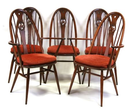 A set of five Ercol Windsor Swan 876 dining chairs (5).