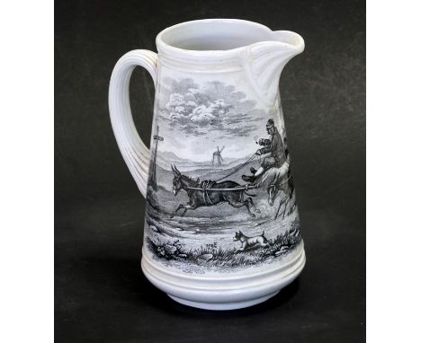 A Copelands &amp; Sons transfer printed jug 'Going to the Derby', 22cms (9ins) hiigh.Condition ReportNo chips or cracks, dirt