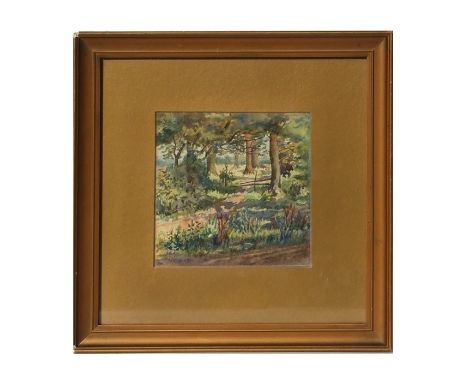 F R R Hayling - A Wooded Glade - watercolour, signed &amp; dated 1906 lower left, framed &amp; glazed, 15 by 15cms (6 by 6ins