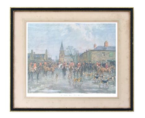 Lionel Edwards (British 1878-1966) - The Pytchley Hunt - Crick Meet 1952 - limited edition coloured print, numbered 14/100, s