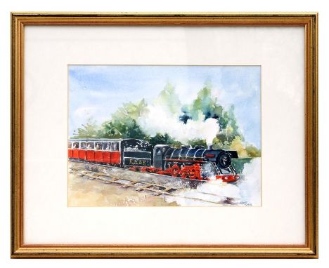 Railway interest.   A N Payne -  Black Print - watercolour, signed lower right, framed &amp; glazed, 31 by 22cms (12.25 by 8.
