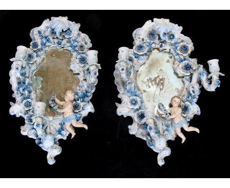 A pair of Sitzendorf wall mirrors(restored)
