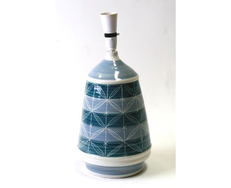A Rye Studio pottery style table lamp, 34cms (13.5ins) high not including the light fitting.